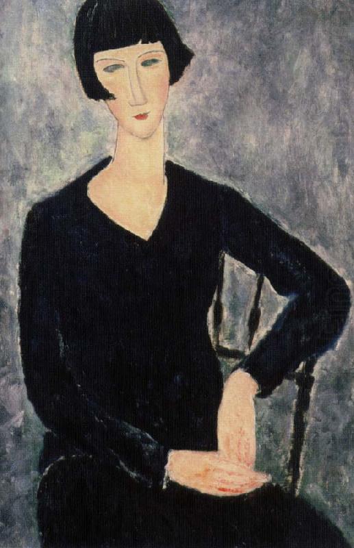sittabde kvinna i blatt, Amedeo Modigliani